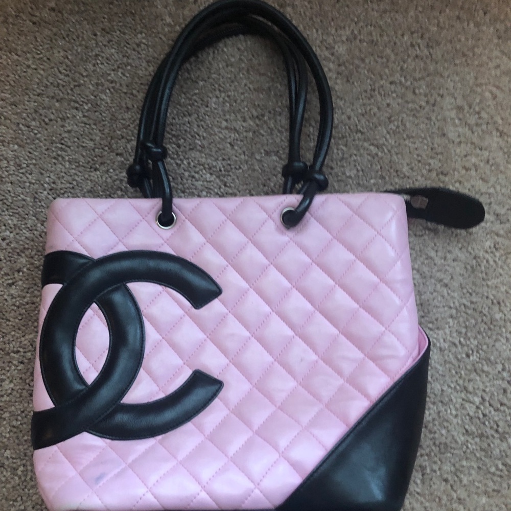 Chanel Cambon Pink/Black Calfskin Leather Purse